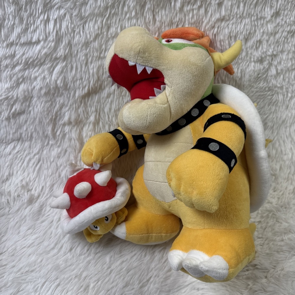 Super Mario Bowser Plush 15" w Spiny Plush Nintendo Character Lot Mario Bros